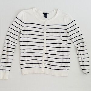 H&M White and Black Striped Cardigan